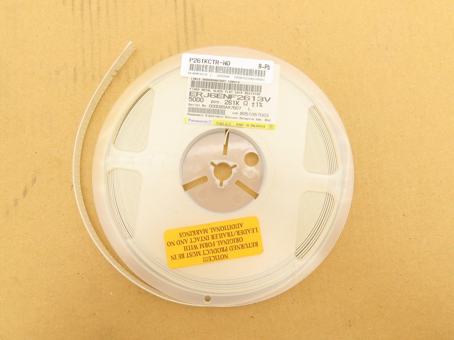 Panasonic ERJ6ENF2613V Chip Resistor Tape And Reel 261 kOhms ± 1% 5000 Pcs