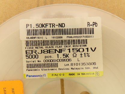 Panasonic ERJ8ENF1501V Chip Resistor Tape And Reel 1.5 kOhms ± 1% 1/4W 5000 Pcs