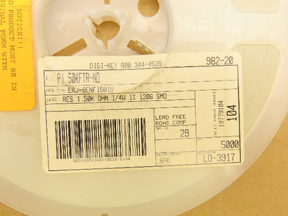 Panasonic ERJ8ENF1501V Chip Resistor Tape And Reel 1.5 kOhms ± 1% 1/4W 5000 Pcs
