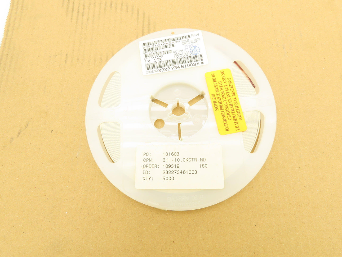 Philips 311-10.OKCTR-ND Chip Resistor Tape And Reel 10 kOhms ± 1% 1/8W 5000 Pcs