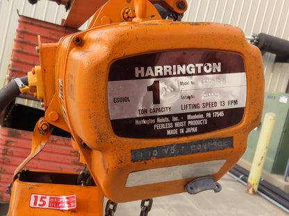 Harrington 1 Ton Single Girder Underhung Bridge Crane 17' Span w/Chain Hoist
