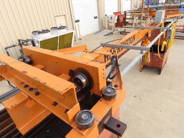 Harrington 1 Ton Single Girder Underhung Bridge Crane 17' Span w/Chain Hoist