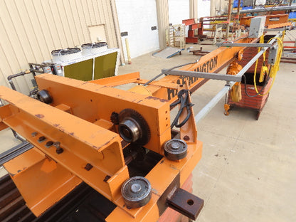 Harrington 1 Ton Single Girder Underhung Bridge Crane 17' Span w/Chain Hoist
