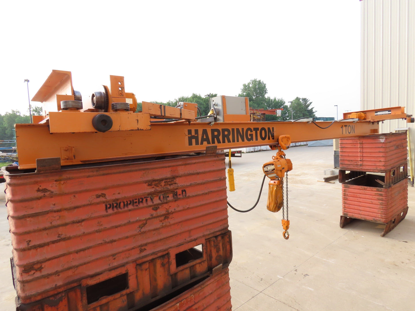 Harrington 1 Ton Single Girder Underhung Bridge Crane 17' Span w/Chain Hoist