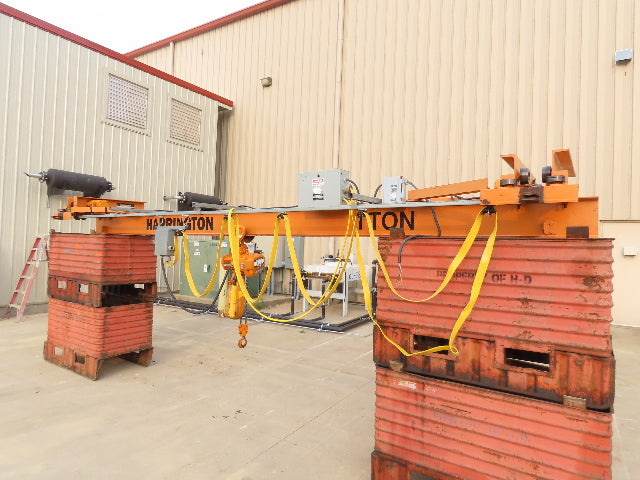 Harrington 1 Ton Single Girder Underhung Bridge Crane 17' Span w/Chain Hoist