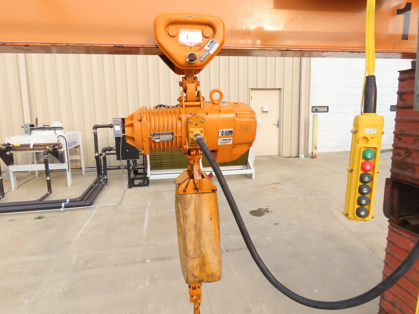 Harrington 1 Ton Single Girder Underhung Bridge Crane 17' Span w/Chain Hoist