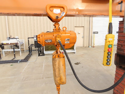 Harrington 1 Ton Single Girder Underhung Bridge Crane 17' Span w/Chain Hoist