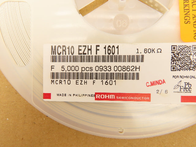 Rohm MCR10EZHF1601 Chip Resistor Tape And Reel 1.6 kOhms ± 1% 5000 Pcs