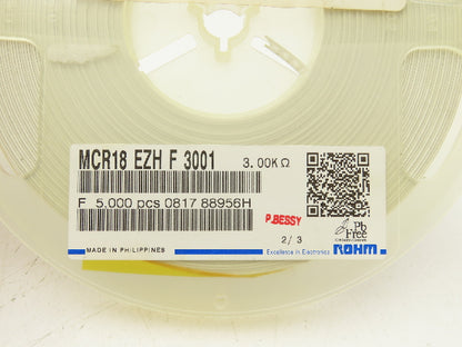 Rohm MCR18EZHF3001 Chip Resistor Tape And Reel 3 kOhms ± 1% 1/4W 5000 Pcs