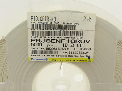 Panasonic ERJ8ENF10R0V Fixed Metal Glaze Flat Chip Resistor 10 Ohms 5000 Pcs