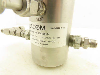 Tescom 44-4028E28-014 Stainless Diaphragm Pressure Reducing Regulator 6000 PSI