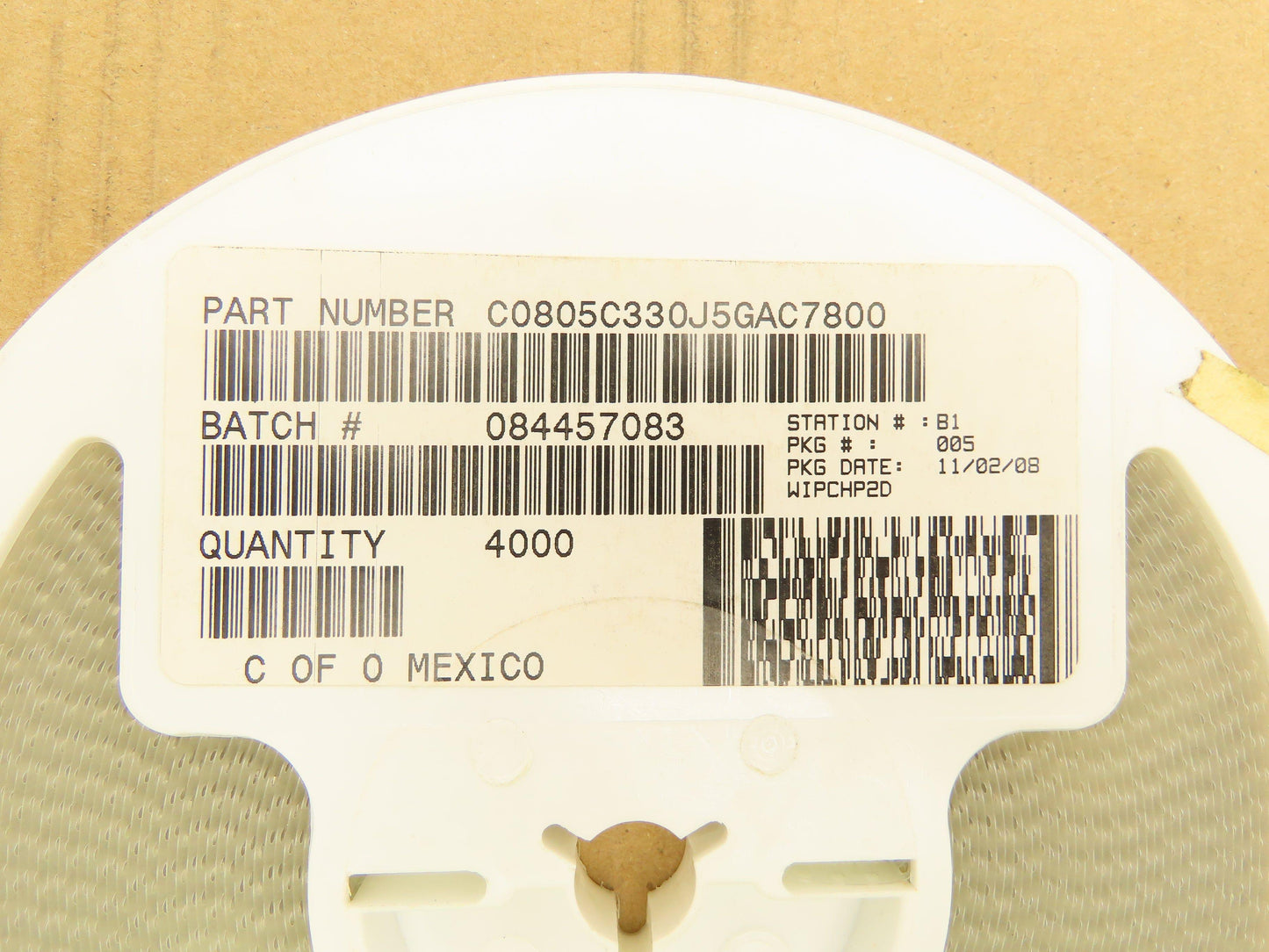 Kemet C0805C330J5GAC7800 Ceramic Capacitors 33 pF ± 5% 50V 4000 Pieces