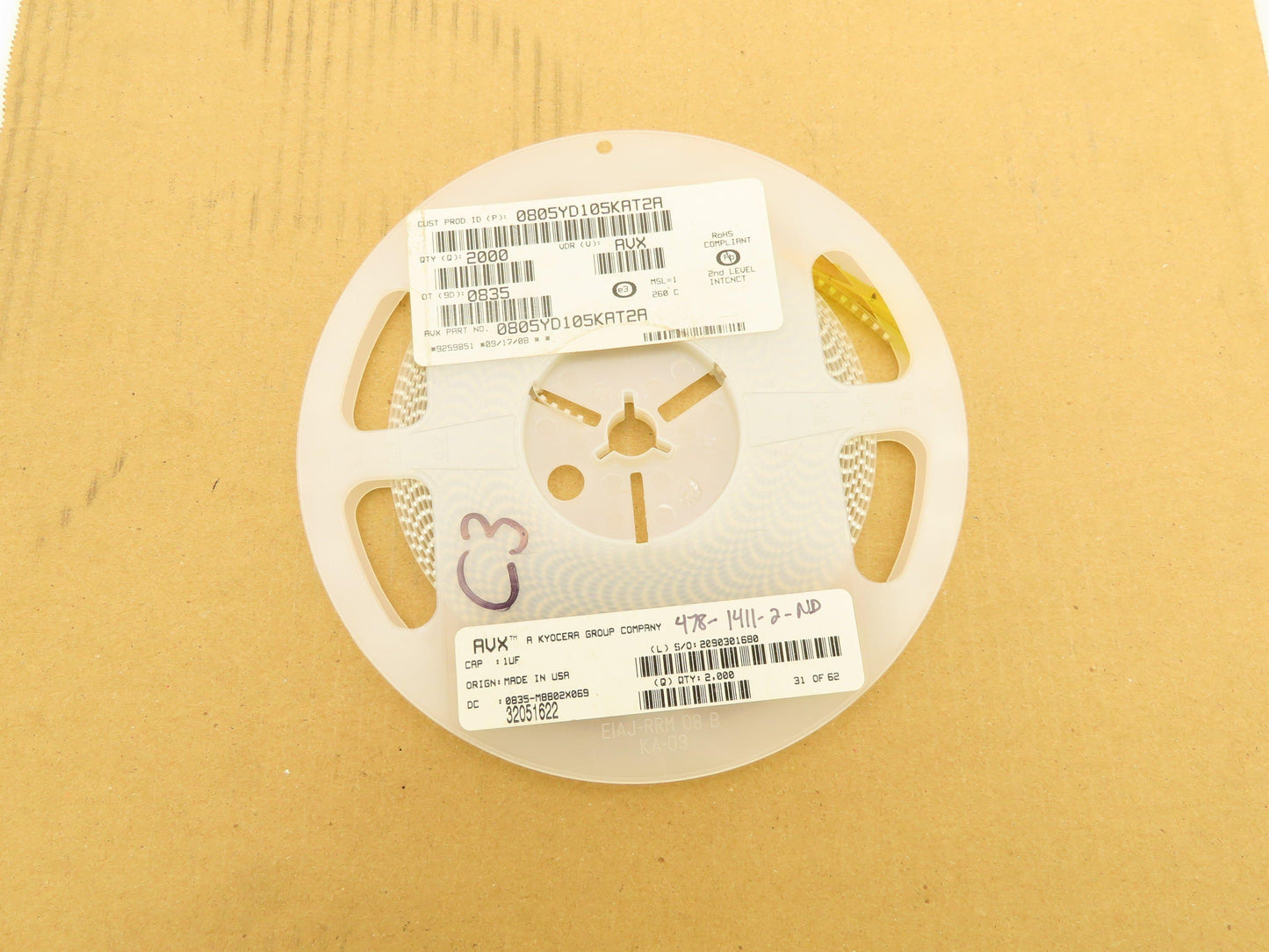 Kyocera 0805YD105KAT2A Ceramic Capacitors 1 µF 16V Surface Mount