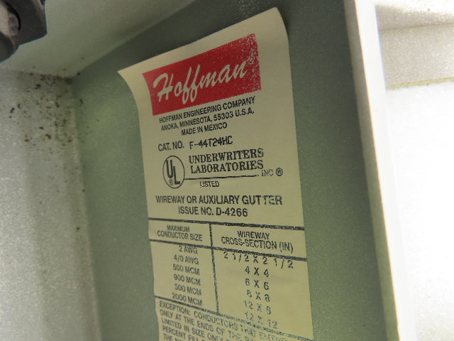 Hoffman F-44T24HC Hinged Cover Wiring Trough Electrical Box Gutter 24x4x4"