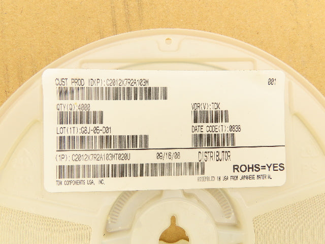 TDK C2012X7R2A103M Ceramic Capacitors 10,000 Pf 100V 4000 Pieces