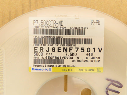 Panasonic ERJ6ENF7501V Fixed Metal Glaze Flat Chip Resistor 7.5kOhms  ± 1%