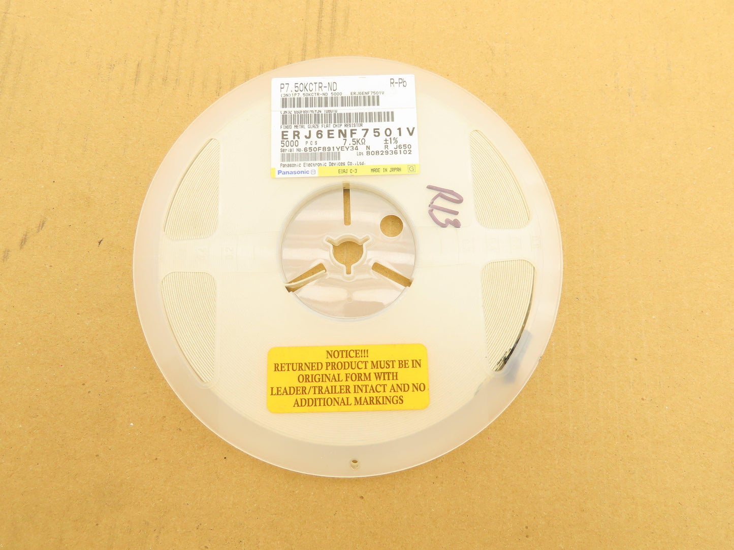 Panasonic ERJ6ENF7501V Fixed Metal Glaze Flat Chip Resistor 7.5kOhms  ± 1%