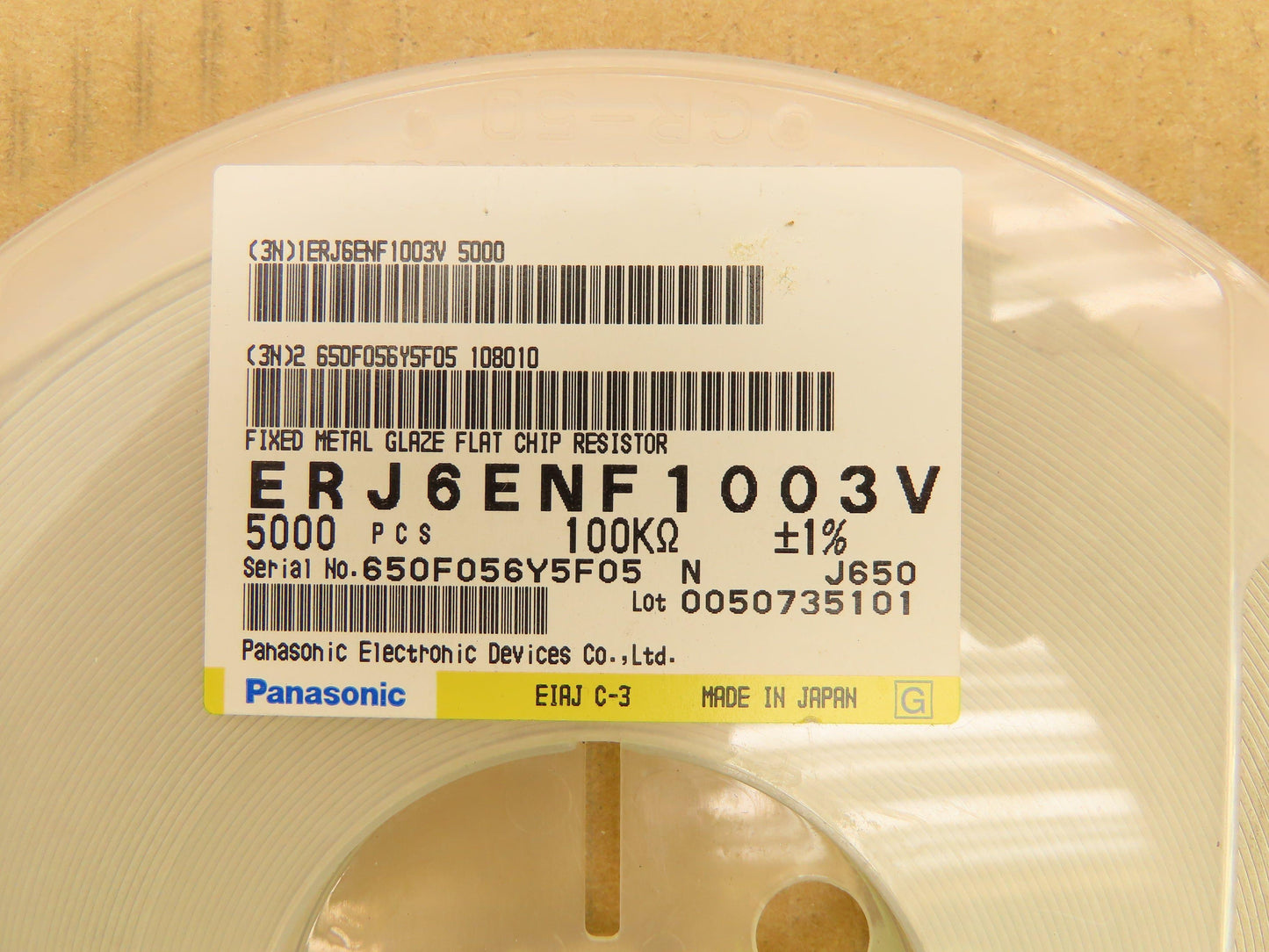 Panasonic ERJ6ENF1003V Fixed Metal Glaze Flat Chip Resistor 100 kOhms ± 1%