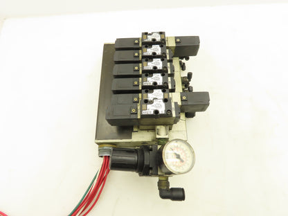 SMC NVFS2200 NVFS2100 Pneumatic 5/2 Solenoid Valves on 6-Station Manifold 24VDC