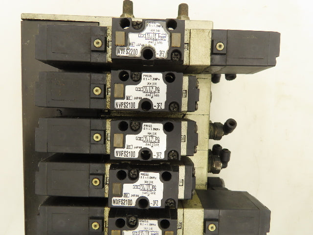 SMC NVFS2200 NVFS2100 Pneumatic 5/2 Solenoid Valves on 6-Station Manifold 24VDC