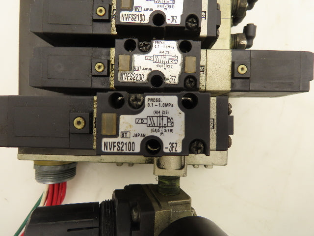 SMC NVFS2200 NVFS2100 Pneumatic 5/2 Solenoid Valves on 6-Station Manifold 24VDC