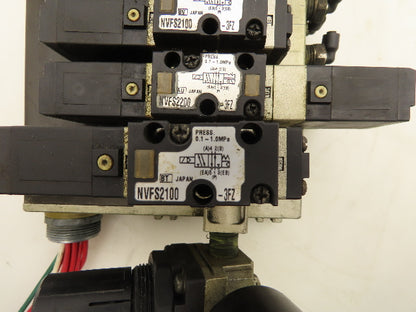 SMC NVFS2200 NVFS2100 Pneumatic 5/2 Solenoid Valves on 6-Station Manifold 24VDC