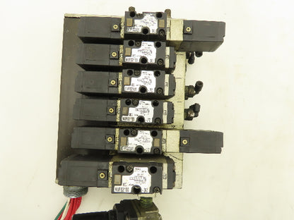 SMC NVFS2200 NVFS2100 Pneumatic 5/2 Solenoid Valves on 6-Station Manifold 24VDC