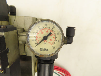 SMC NVFS2200 NVFS2100 Pneumatic 5/2 Solenoid Valves on 6-Station Manifold 24VDC