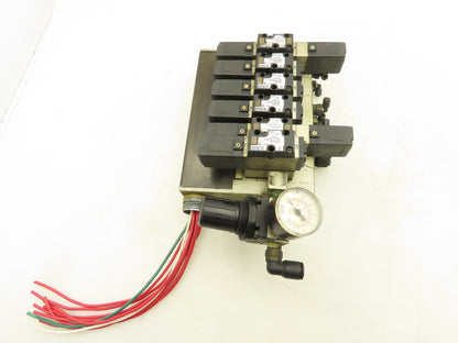 SMC NVFS2200 NVFS2100 Pneumatic 5/2 Solenoid Valves on 6-Station Manifold 24VDC