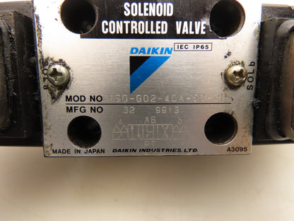 Daikin KSO-G02-4CA-30-CL Hydraulic Directional Control Solenoid Valve 110V