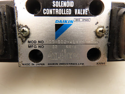 Daikin KSO-G02-4CA-30-CL Hydraulic Directional Control Solenoid Valve 110V