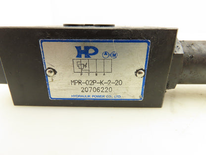HP MPR-02P-K-2-20 Hydraulic Adjustable Pressure Relief Valve 500-2000psi D03