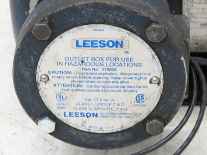 Leeson A6T17XK11B AC Motor .75Hp 1725rpm 230/460V 3PH 56C TEFC Explosion Proof