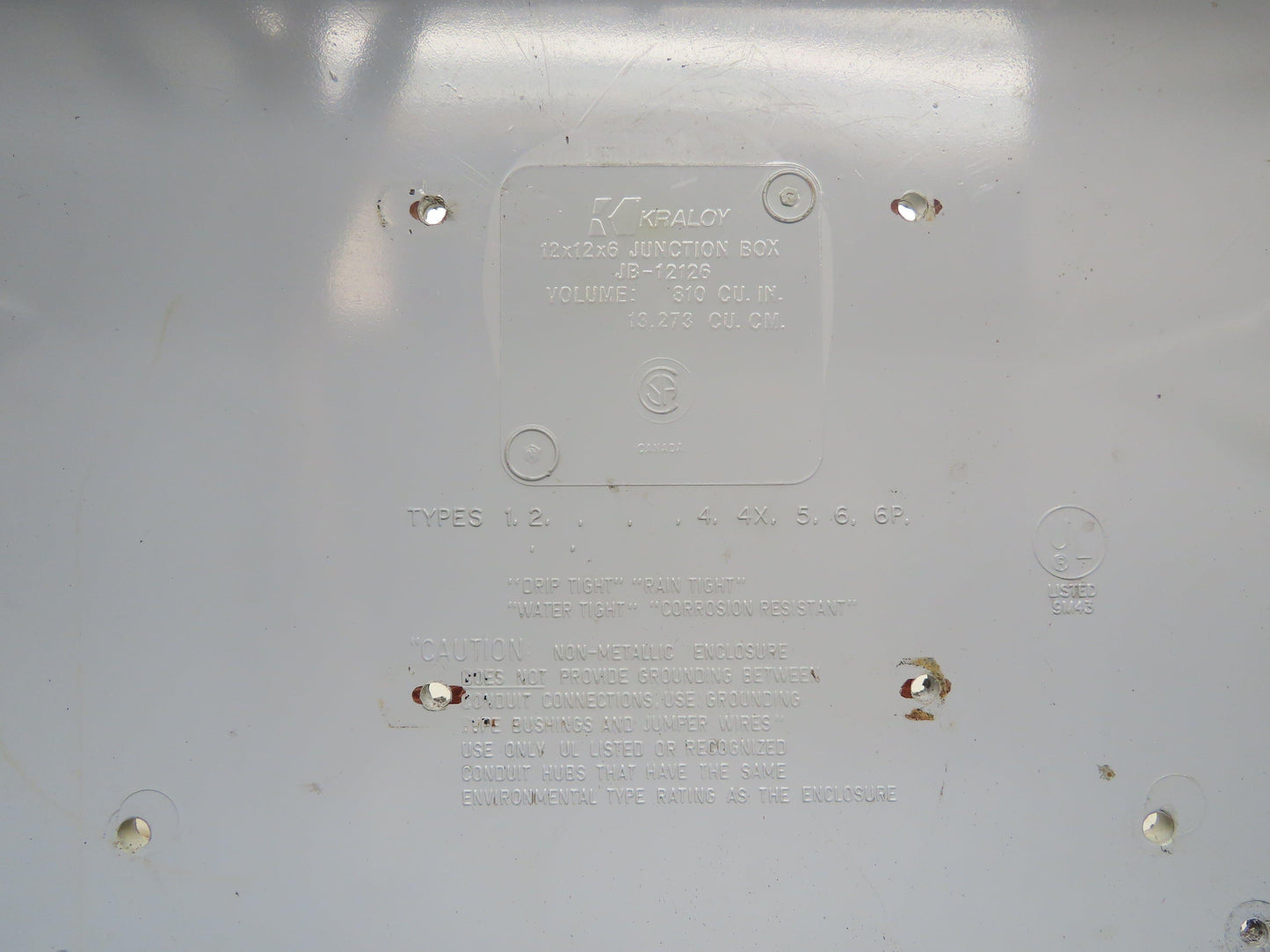 Kraloy JB-12126 Electrical Enclosure 12x12x6" PVC Pull Box