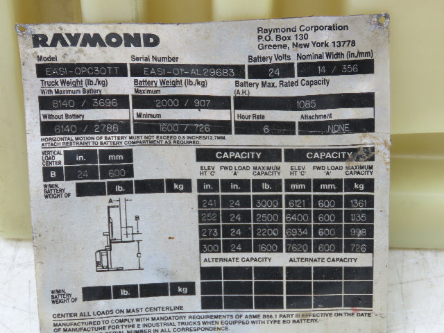 Raymond EASI-OPC30TT Order Picker Forklift Hydraulic Reservoir Holding Tank
