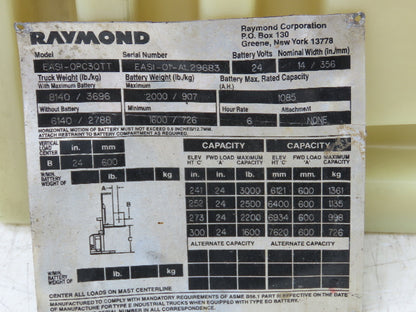 Raymond EASI-OPC30TT Order Picker Forklift Hydraulic Reservoir Holding Tank
