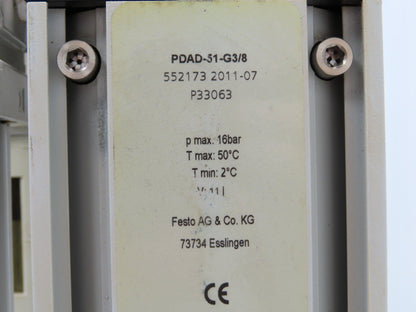 Festo PDAD-51-G3/8 Adsorption Dryer For Dry And Clean Compressed Air 16 Bar Max