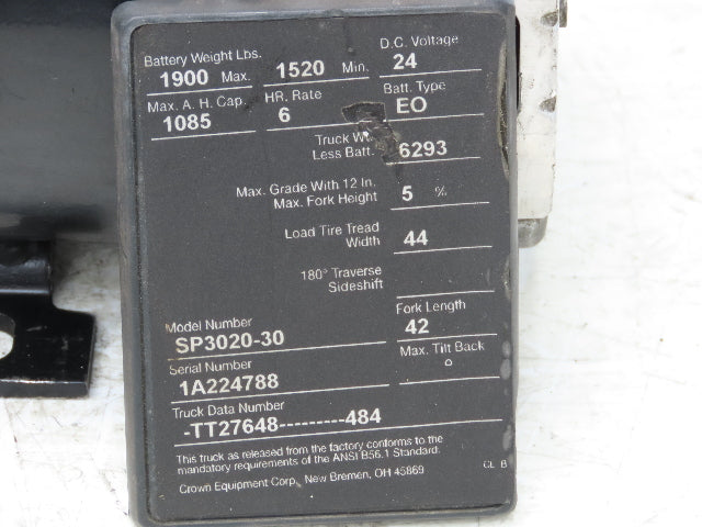 Advanced Crown 114330 SP3020-30 Order Picker Forklift DC Pump Motor 24V 4.8kW
