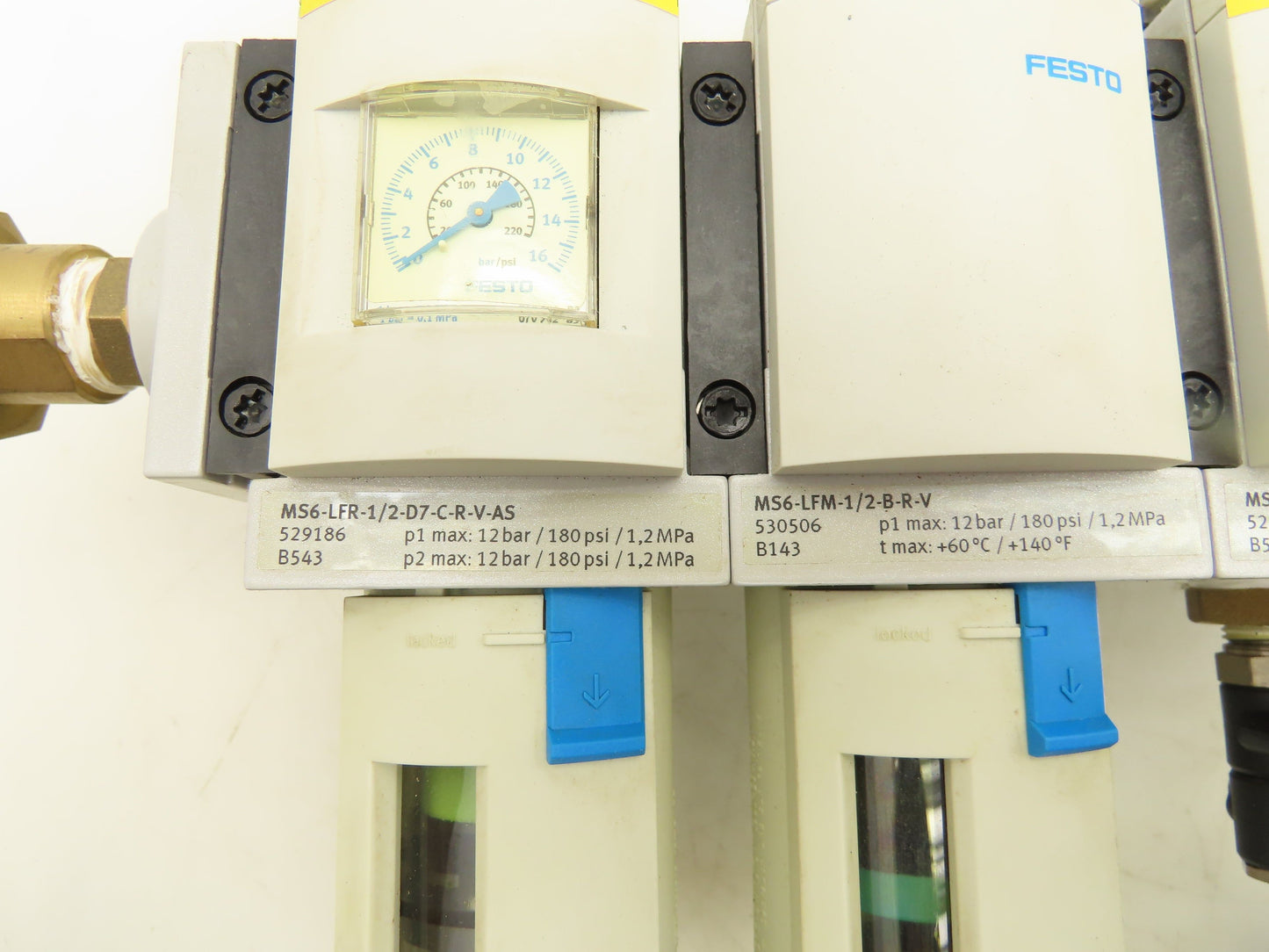 Festo MS6-LFR-1/2-D7-C-R-V-AS Air Line Filter Regulator Solenoid Valve Combo