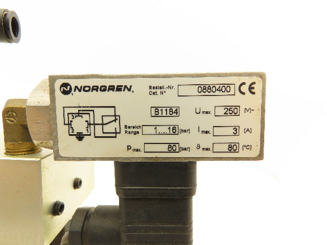 Burkert 00501940 Pneumatic Brass Flow Control Solenoid Valve Assembly 24VDC