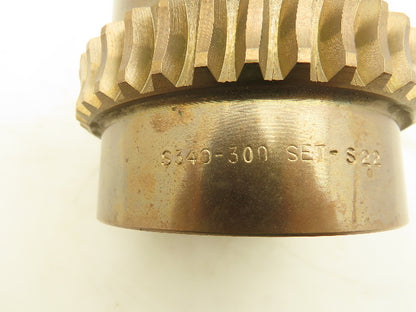 S340-300 Worm Gear Cone Drive Set S22 Brass Worm Wheel 3-7/16" Bore Gearbox Part