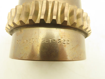 S340-300 Worm Gear Cone Drive Set S22 Brass Worm Wheel 3-7/16" Bore Gearbox Part