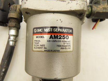 SMC AM250 Pneumatic Oil Mist Separator 1/4"NPT Solenoid Valve Lot of 3