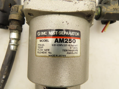 SMC AM250 Pneumatic Oil Mist Separator 1/4"NPT Solenoid Valve Lot of 3