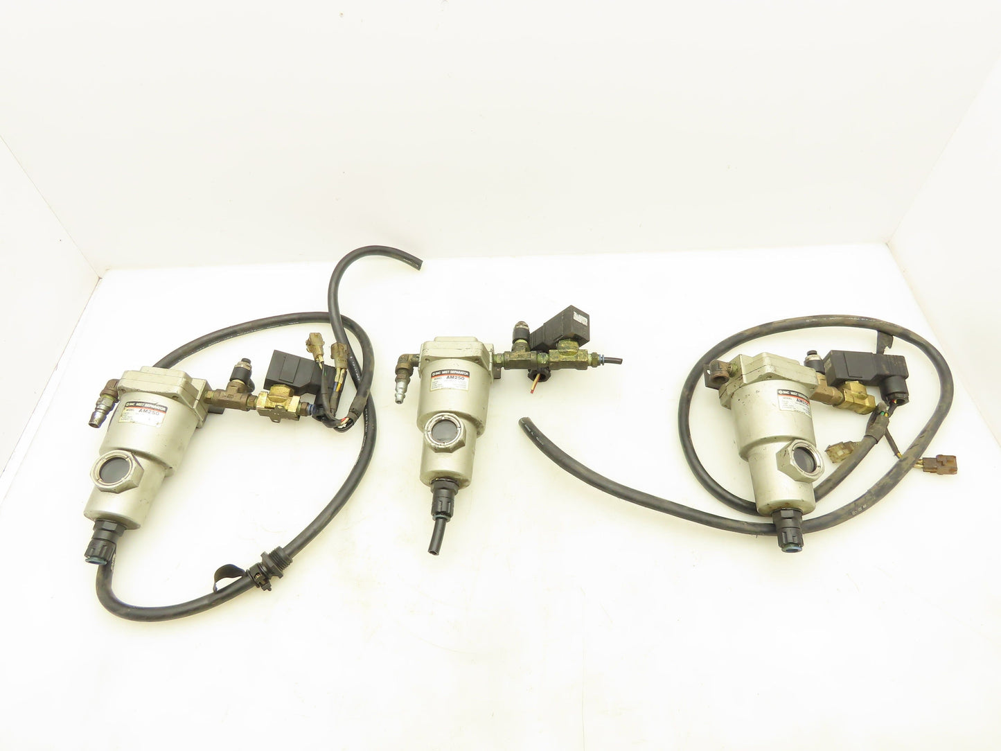 SMC AM250 Pneumatic Oil Mist Separator 1/4"NPT Solenoid Valve Lot of 3