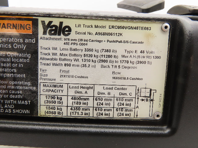 Yale ERC050VGN48TE083 Electric Forklift Brake Pedal Bracket Assembly
