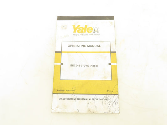 Yale ERC045-070VG Electric Forklift ERC050VGN48TE083 Operating Manual