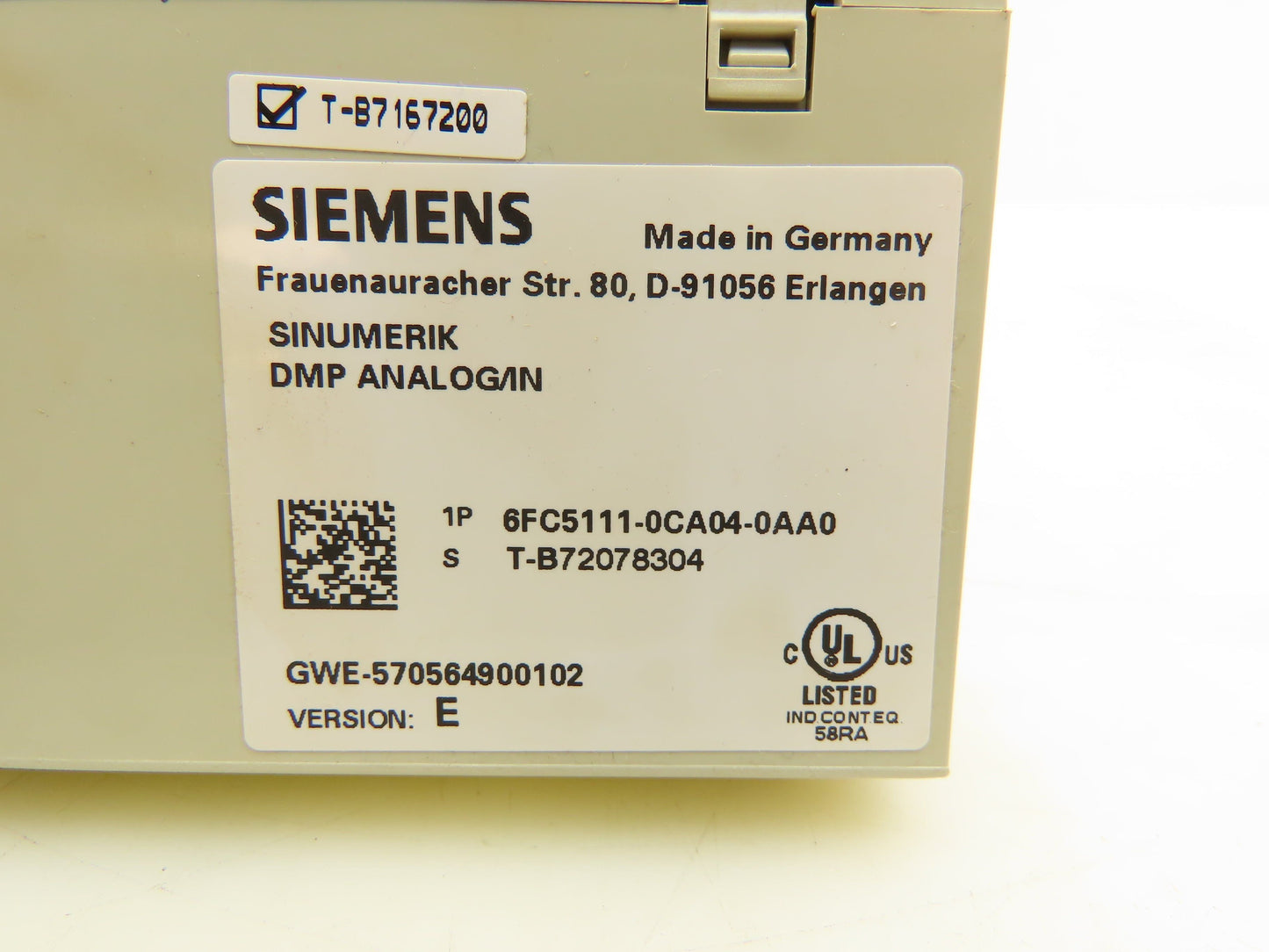 Siemens 6FC5111-0CA04-0AA0 DMP Analog/IN Module For CNC 1 Analog Ver E