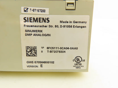 Siemens 6FC5111-0CA04-0AA0 DMP Analog/IN Module For CNC 1 Analog Ver E