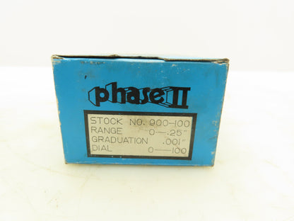 Phase II 900-100 Machine Dial Indicator Range 0-.25" Grad 0.001" Lot of 3